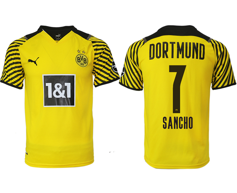 Men 2021-2022 Club Borussia Dortmund home yellow aaa version #7 Soccer Jersey